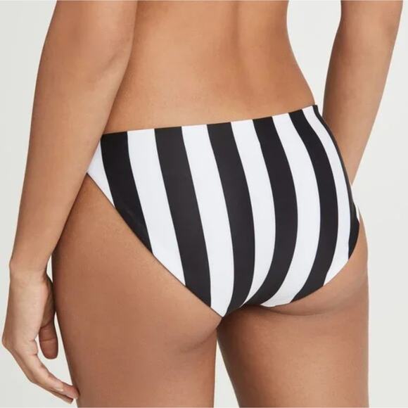 Mikoh Women White/Black Retro Stripe Classic Cheeky Swim Bikini Bottom Size M - Picture 2 of 2